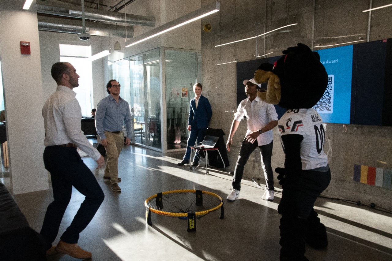 Students playing a game from a prototype of the Innovation Challenge