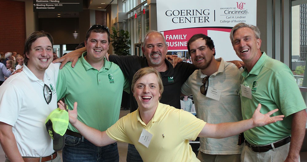 Six members of the Ernst Concrete team pose at a Goering Center event
