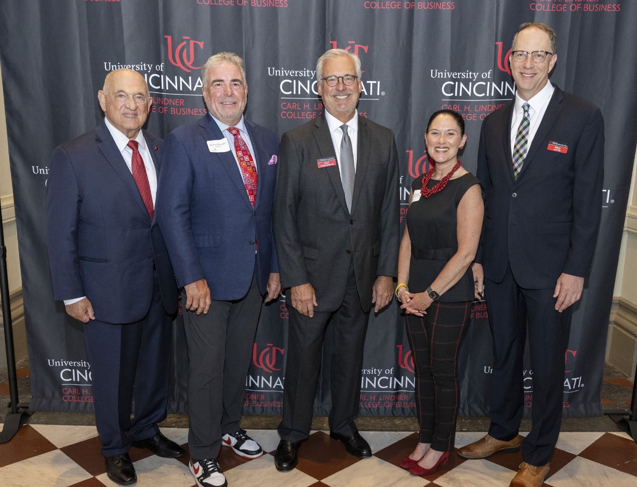 Pictured left to right: Mario San Marco, BEARE Board Chairman; Shenan Murphy, Colliers, Carl Goertemoeller, Executive Director of the UC Real Estate Center, Pamela Weber, Senior Vice President, PNC Real Estate Banking, Gary Painter, PhD. BEARE Chair of Real Estate. 