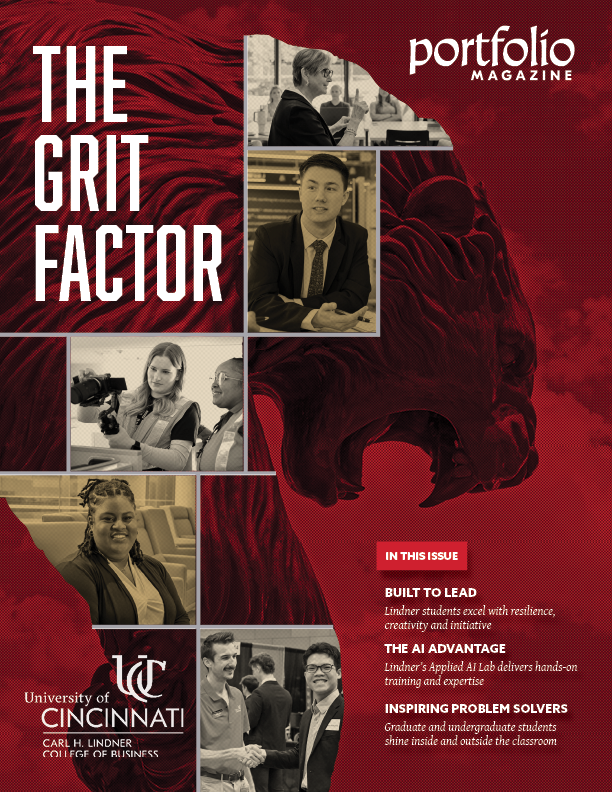 Cover image of 2025 Portfolio, which includes students, staff and faculty and multiple colors.